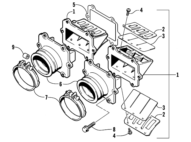 Parts Diagram for Arctic Cat 2001 ZR 500 EFI (ESR) SNOWMOBILE REED VALVE ASSEMBLY