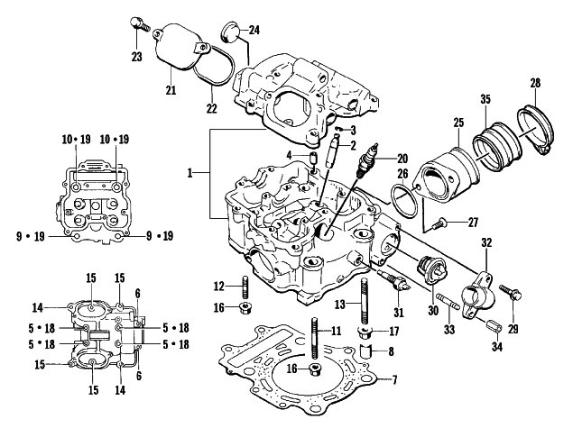 Parts Diagram for Arctic Cat 2002 400 4X4/500 MANUAL TRANSMISSION (500 ) ATV CYLINDER HEAD ASSEMBLY