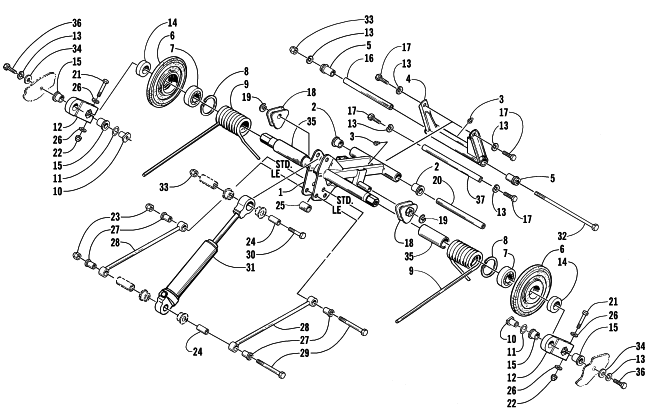 Parts Diagram for Arctic Cat 2001 ZR 600 EFI () SNOWMOBILE REAR SUSPENSION REAR ARM ASSEMBLY