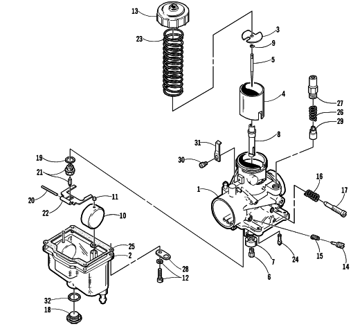 Parts Diagram for Arctic Cat 2001 PANTHER 370 SNOWMOBILE CARBURETOR