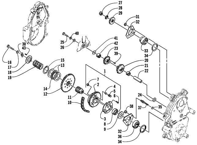 Parts Diagram for Arctic Cat 2001 ZR 500 EFI (ESR) SNOWMOBILE DRIVE/REVERSE DROPCASE ASSEMBLY