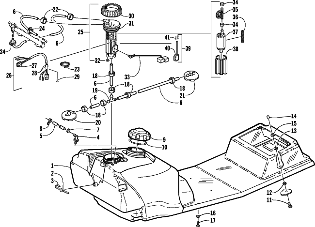 Parts Diagram for Arctic Cat 2001 ZL 600 EFI (ESR) SNOWMOBILE GAS TANK AND FUEL PUMP ASSEMBLIES (esr)