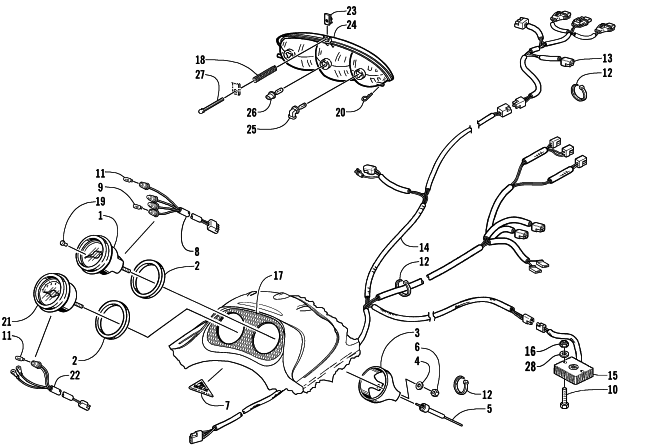 Parts Diagram for Arctic Cat 2001 MOUNTAIN CAT 800 () SNOWMOBILE HEADLIGHT, INSTRUMENTS, AND WIRING ASSEMBLIES