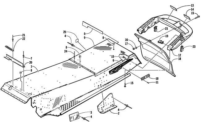 Parts Diagram for Arctic Cat 2001 ZL 800 (ESR) SNOWMOBILE TUNNEL AND REAR BUMPER