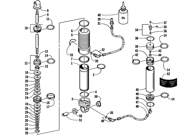 Parts Diagram for Arctic Cat 2001 ZR 800 LE SNOWMOBILE REAR SUSPENSION FRONT ARM SHOCK ABSORBER (LE)