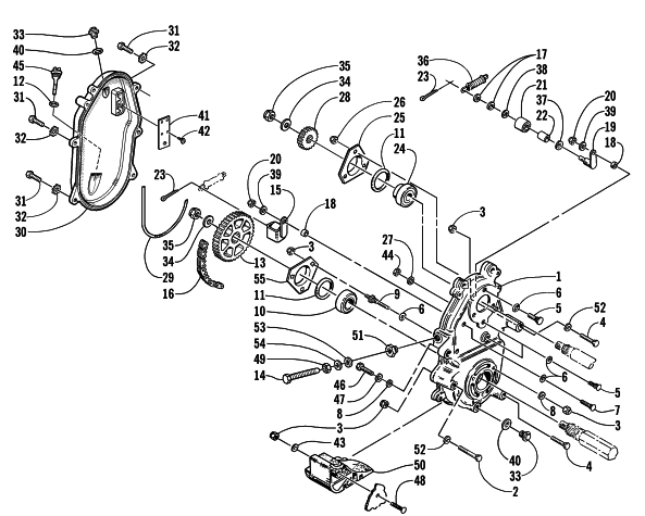 Parts Diagram for Arctic Cat 2001 ZR 800 LE SNOWMOBILE DRIVE/DROPCASE ASSEMBLY