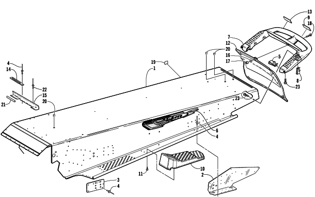 Parts Diagram for Arctic Cat 2001 TRIPLE TOURING 600 () SNOWMOBILE TUNNEL AND REAR BUMPER