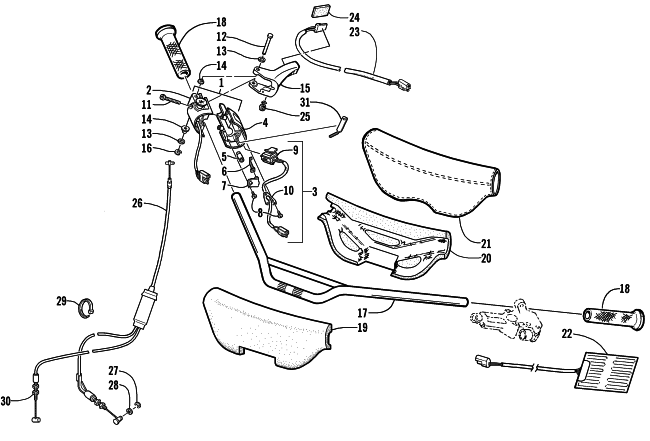 Parts Diagram for Arctic Cat 2002 THUNDERCAT SNOWMOBILE HANDLEBAR AND CONTROLS