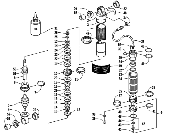 Parts Diagram for Arctic Cat 2001 ZR 800 LE SNOWMOBILE FRONT SUSPENSION SHOCK ABSORBER (LE)