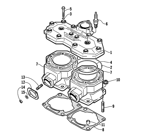Parts Diagram for Arctic Cat 2001 MOUNTAIN CAT 500 EFI SNOWMOBILE CYLINDER AND HEAD ASSEMBLY