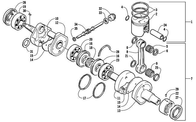 Parts Diagram for Arctic Cat 2001 ZR 500 EFI SNOWMOBILE PISTON AND CRANKSHAFT