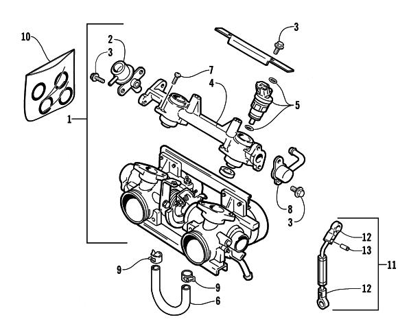 Parts Diagram for Arctic Cat 2001 ZR 500 EFI (ESR) SNOWMOBILE THROTTLE BODY ASSEMBLY