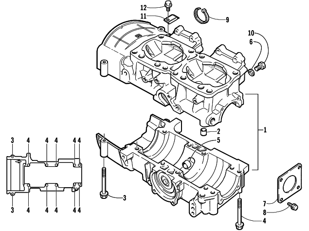 Parts Diagram for Arctic Cat 2005 PANTERA 600 EFI SNOWMOBILE CRANKCASE ASSEMBLY