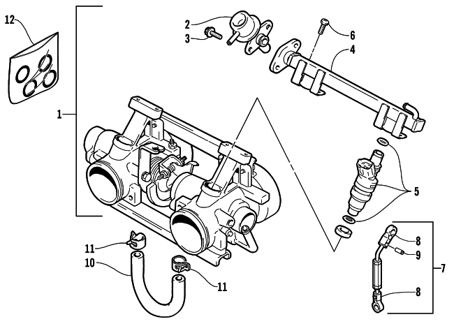Parts Diagram for Arctic Cat 2003 ZL 600 EFI SS () SNOWMOBILE THROTTLE BODY ASSEMBLY