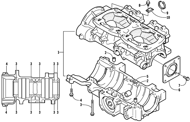 Parts Diagram for Arctic Cat 2002 MOUNTAIN CAT 800 SNOWMOBILE CRANKCASE ASSEMBLY