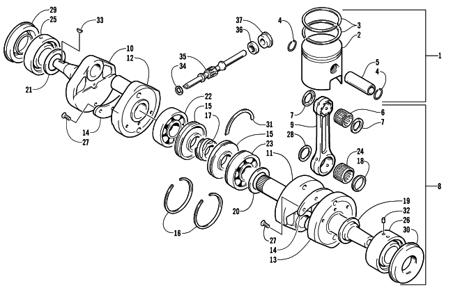 Parts Diagram for Arctic Cat 2003 ZR 800 EFI SNO PRO () SNOWMOBILE PISTON AND CRANKSHAFT