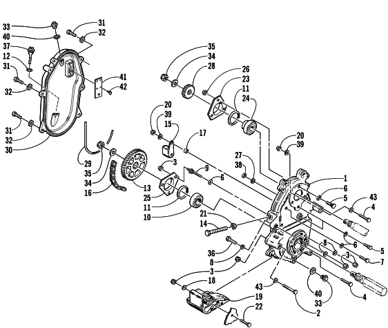Parts Diagram for Arctic Cat 2001 Z 440 SNO PRO SNOWMOBILE DRIVE/DROPCASE ASSEMBLY