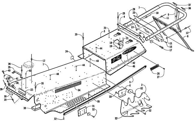 Parts Diagram for Arctic Cat 2001 Z 440 SNO PRO SNOWMOBILE TUNNEL AND REAR BUMPER