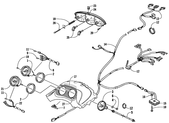 Parts Diagram for Arctic Cat 2001 ZR 440 SNO PRO (CROSS COUNTRY) SNOWMOBILE HEADLIGHT AND INSTRUMENTS