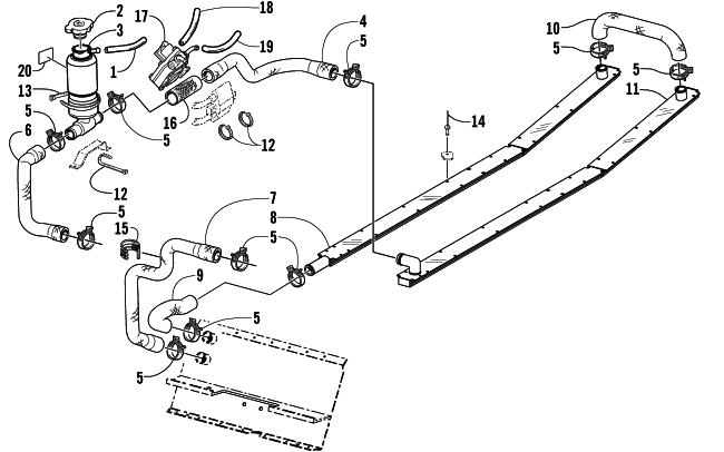 Parts Diagram for Arctic Cat 2001 ZR 440 SNO PRO (SNO-CROSS) SNOWMOBILE COOLING ASSEMBLY