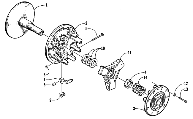 Parts Diagram for Arctic Cat 2002 ZR 600 SNOWMOBILE DRIVE CLUTCH