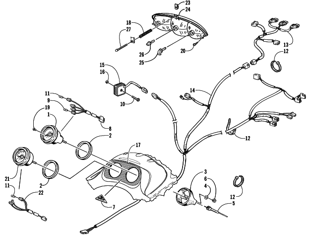 Parts Diagram for Arctic Cat 2001 ZR 600 SNOWMOBILE HEADLIGHT, INSTRUMENTS, AND WIRING ASSEMBLIES