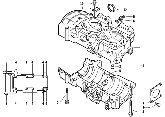Parts Diagram for Arctic Cat 2002 ZR 500 SNOWMOBILE CRANKCASE ASSEMBLY