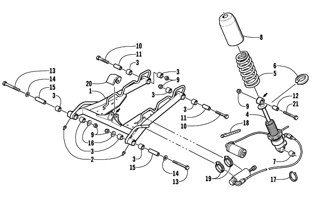 Parts Diagram for Arctic Cat 2001 Z 440 SNO PRO () SNOWMOBILE REAR SUSPENSION FRONT ARM ASSEMBLY