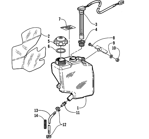 Parts Diagram for Arctic Cat 2001 ZR 800 SNOWMOBILE OIL TANK ASSEMBLY