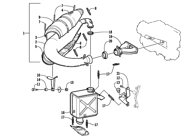 Parts Diagram for Arctic Cat 2001 Z 440 SNO PRO SNOWMOBILE EXHAUST ASSEMBLY