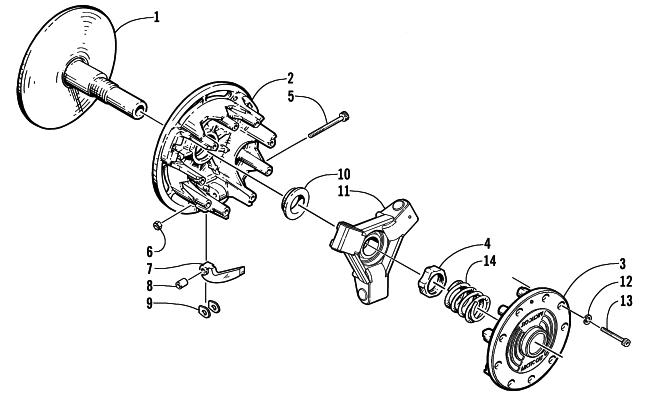 Parts Diagram for Arctic Cat 2001 TRIPLE TOURING 600 () SNOWMOBILE DRIVE CLUTCH (International)