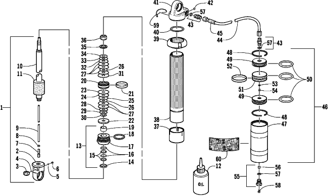 Parts Diagram for Arctic Cat 2001 ZR 440 SNO PRO (SNO-CROSS) SNOWMOBILE FRONT SUSPENSION SHOCK ABSORBER