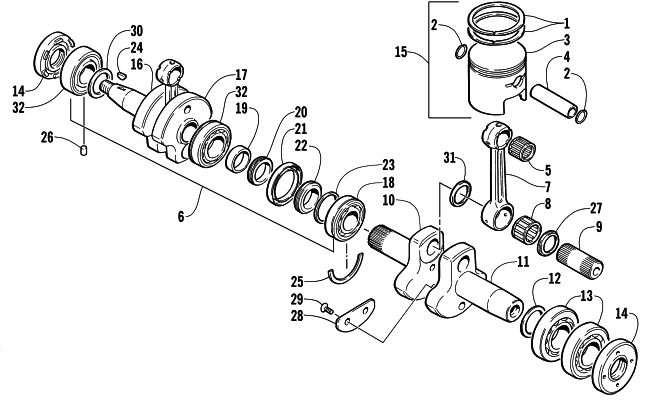Parts Diagram for Arctic Cat 2001 Z 440 SNO PRO () SNOWMOBILE PISTON AND CRANKSHAFT