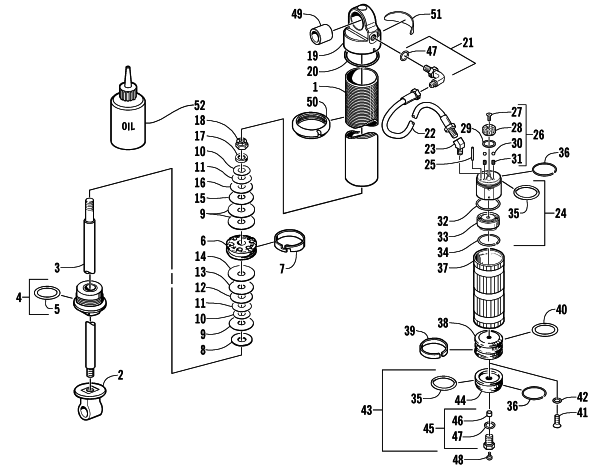 Parts Diagram for Arctic Cat 2003 ZR 800 EFI SNO PRO () SNOWMOBILE REAR SUSPENSION FRONT ARM SHOCK ABSORBER