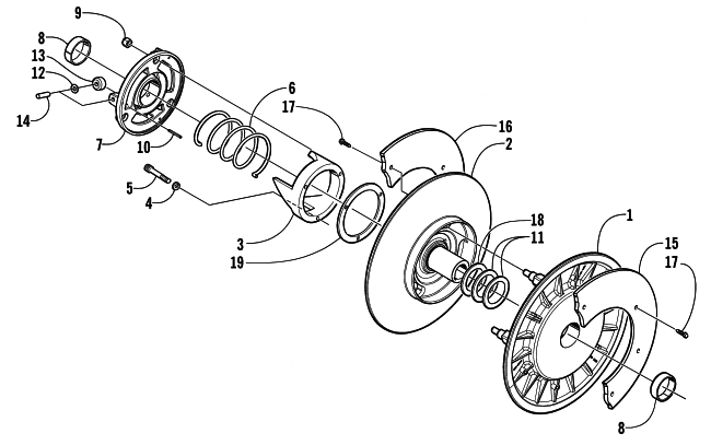 Parts Diagram for Arctic Cat 2001 ZR 440 SNO PRO (CROSS COUNTRY) SNOWMOBILE DRIVEN CLUTCH