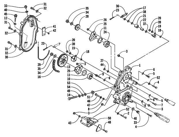 Parts Diagram for Arctic Cat 2002 ZL 600 EFI SS SNOWMOBILE DRIVE/DROPCASE ASSEMBLY
