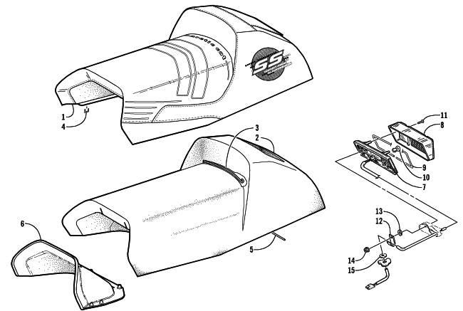 Parts Diagram for Arctic Cat 2002 ZL 600 EFI SS SNOWMOBILE SEAT AND TAILLIGHT ASSEMBLY