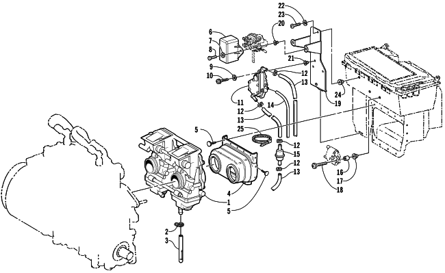 Parts Diagram for Arctic Cat 2002 ZR 500 LE SNOWMOBILE CARBURETOR AND FUEL PUMP ASSEMBLY