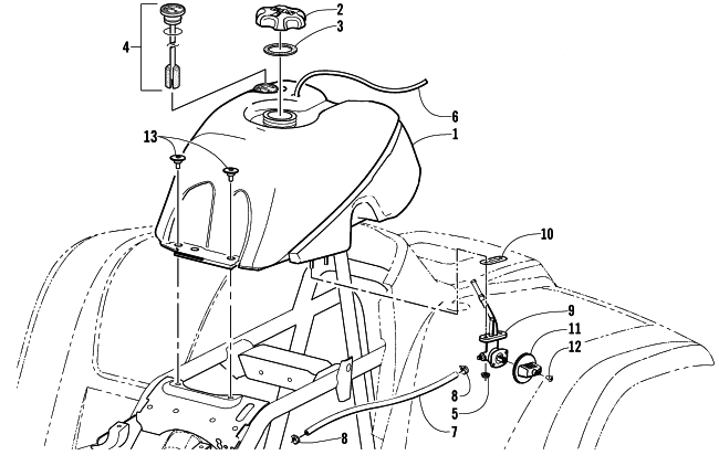 Parts Diagram for Arctic Cat 2001 500 (MANUAL TRANSMISSION) ATV GAS TANK ASSEMBLY (VIN E21T325087 and Up)