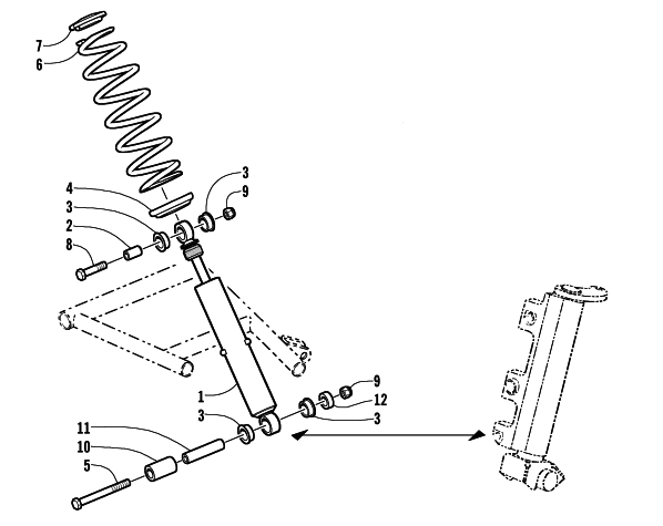 Parts Diagram for Arctic Cat 2003 Z 370 (ESR) SNOWMOBILE SHOCK ABSORBER ASSEMBLY