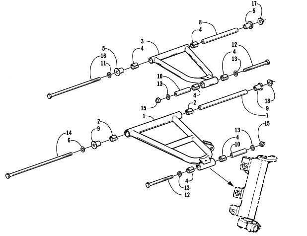 Parts Diagram for Arctic Cat 2001 PANTHER 370 SNOWMOBILE A-ARM ASSEMBLY