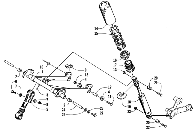 Parts Diagram for Arctic Cat 2002 Z 570 (ESR) SNOWMOBILE REAR SUSPENSION FRONT ARM ASSEMBLY
