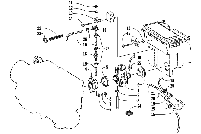 Parts Diagram for Arctic Cat 2002 Z 370 SNOWMOBILE CARBURETOR AND FUEL PUMP ASSEMBLY