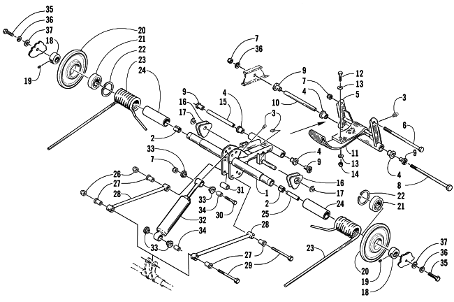 Parts Diagram for Arctic Cat 2002 Z 370 SNOWMOBILE REAR SUSPENSION REAR ARM ASSEMBLY