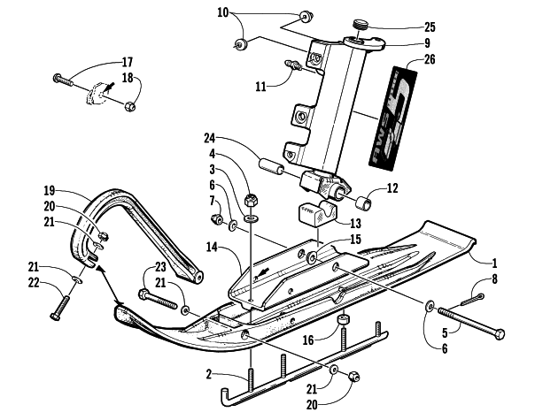 Parts Diagram for Arctic Cat 2002 ZL 600 EFI (ESR) SNOWMOBILE SKI AND SPINDLE ASSEMBLY