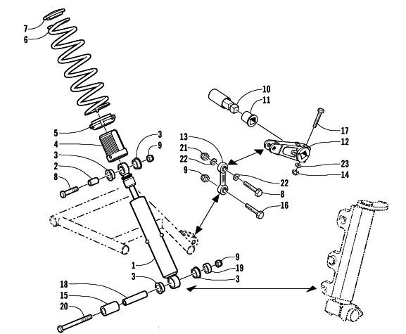 Parts Diagram for Arctic Cat 2002 4-STROKE TRAIL SNOWMOBILE SHOCK ABSORBER AND SWAY BAR ASSEMBLY
