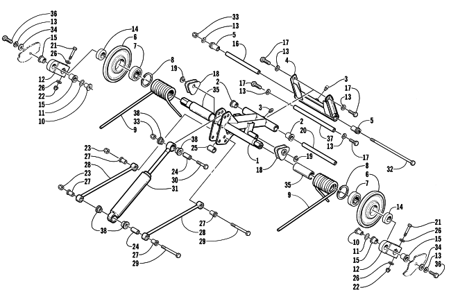 Parts Diagram for Arctic Cat 2002 ZL 500 SNOWMOBILE REAR SUSPENSION REAR ARM ASSEMBLY