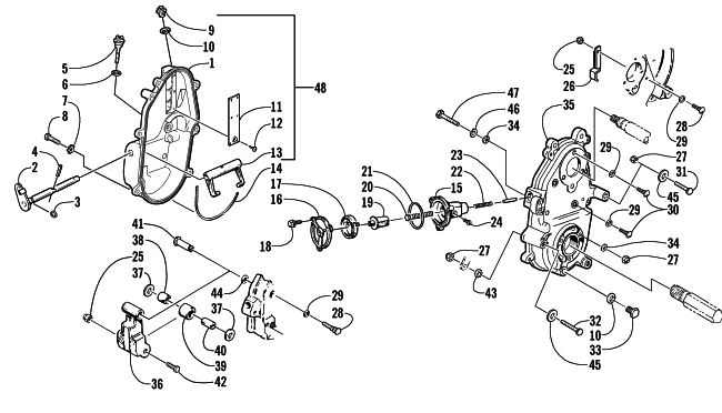 Parts Diagram for Arctic Cat 2002 BEARCAT WIDE TRACK SNOWMOBILE DROPCASE AND CHAIN TENSION ASSEMBLY