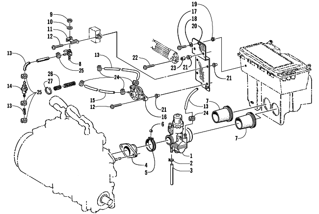 Parts Diagram for Arctic Cat 2002 ZL 550 SNOWMOBILE CARBURETOR AND FUEL PUMP ASSEMBLY