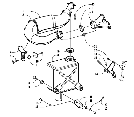 Parts Diagram for Arctic Cat 2002 ZL 550 SNOWMOBILE EXHAUST ASSEMBLY